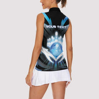 Personalized Bowling Women Sleeveless Polo Shirt Cosmic Strike
