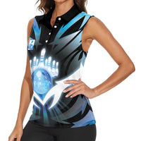 Personalized Bowling Women Sleeveless Polo Shirt Cosmic Strike
