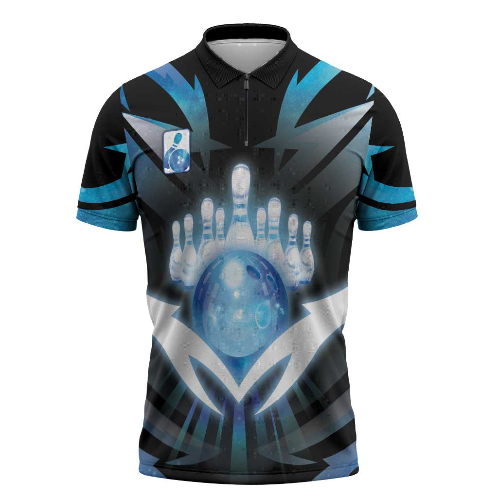 Personalized Bowling Zipper Polo Shirt Cosmic Strike