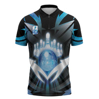 Personalized Bowling Zipper Polo Shirt Cosmic Strike
