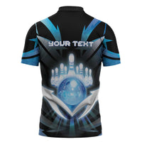 Personalized Bowling Zipper Polo Shirt Cosmic Strike
