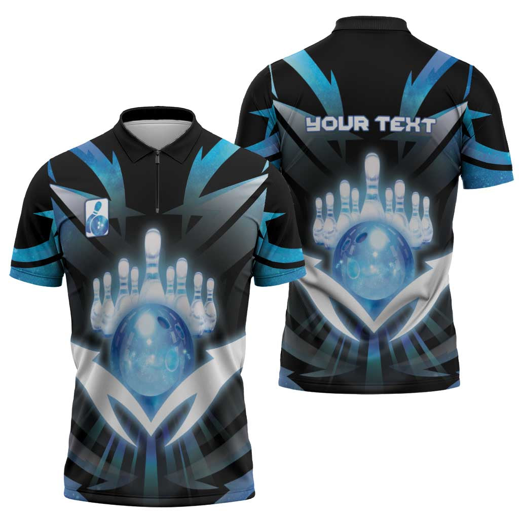 Personalized Bowling Zipper Polo Shirt Cosmic Strike