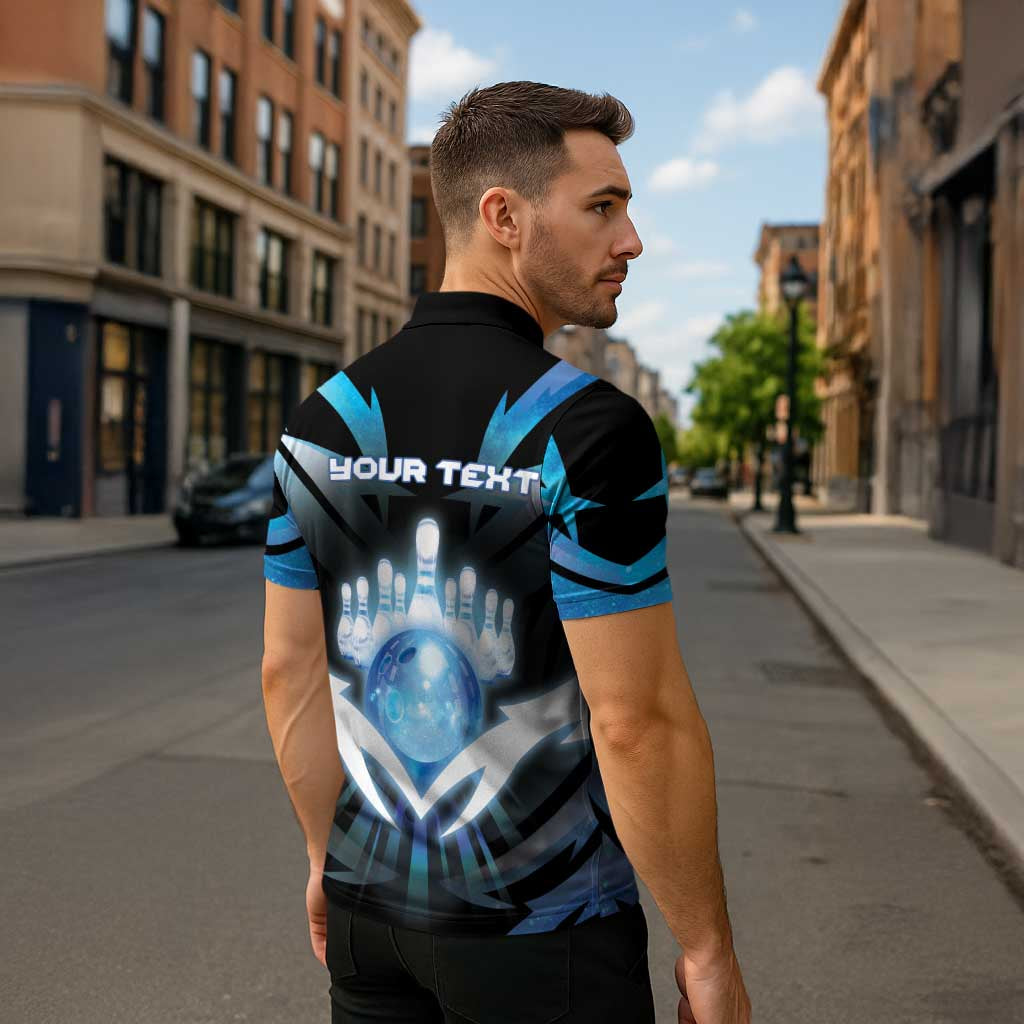 Personalized Bowling Zipper Polo Shirt Cosmic Strike