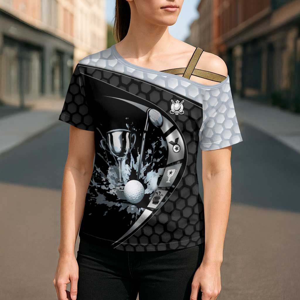 Personalized Golf Cross Shoulder Shirt The Honeycomb Golfe