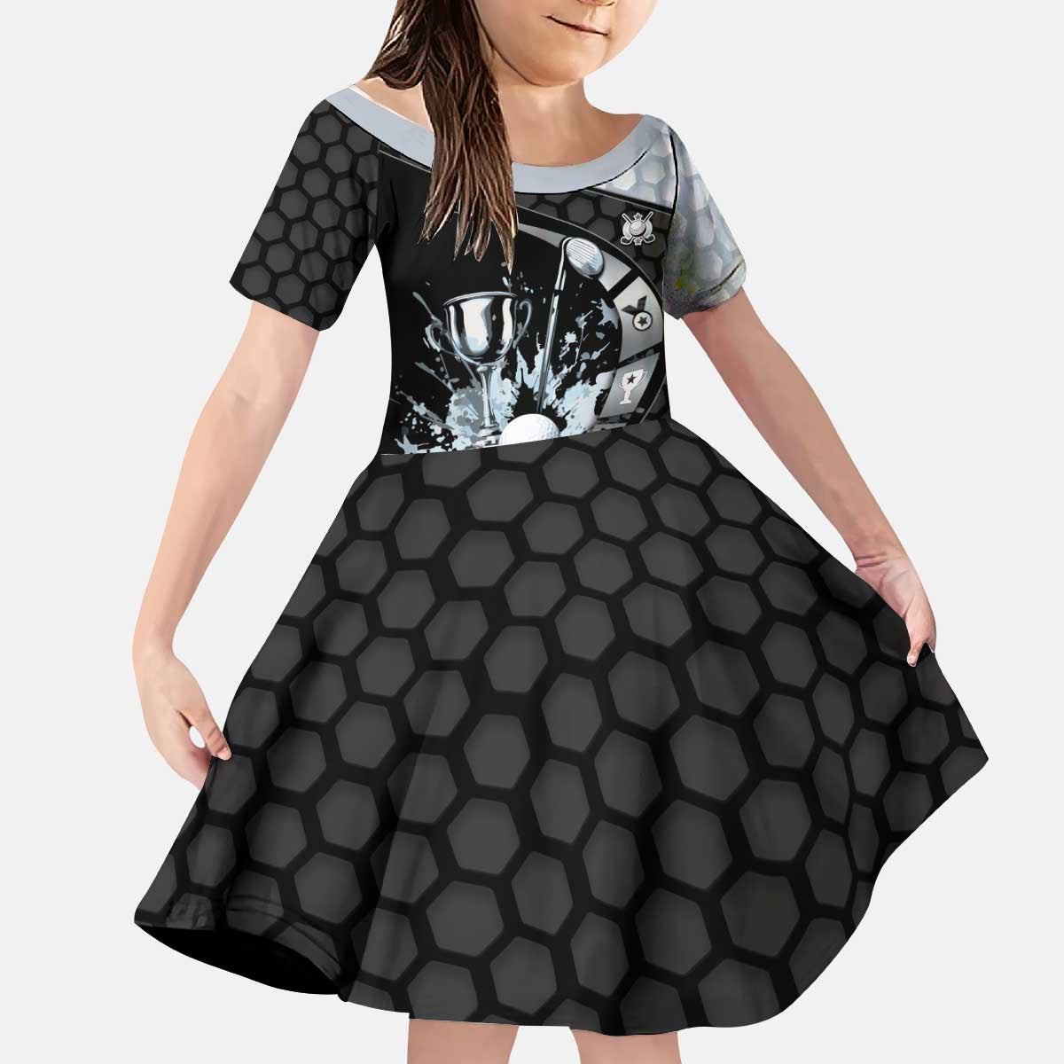 Personalized Golf Kid Short Sleeve Dress The Honeycomb Golfe