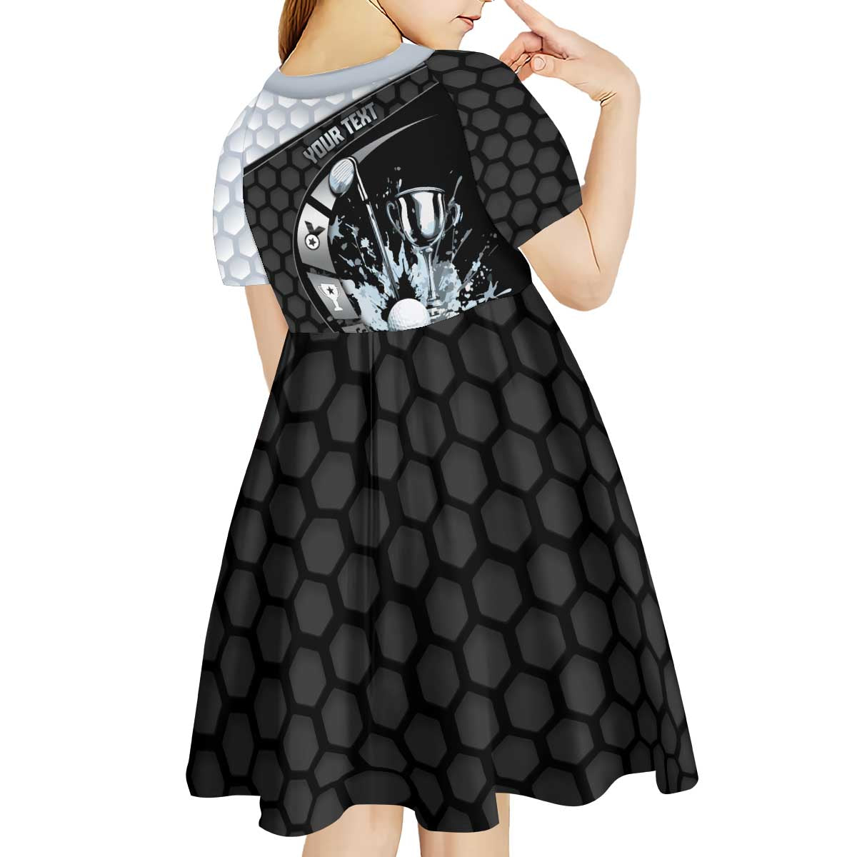 Personalized Golf Kid Short Sleeve Dress The Honeycomb Golfe