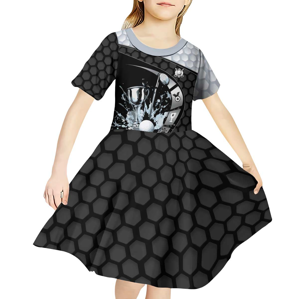 Personalized Golf Kid Short Sleeve Dress The Honeycomb Golfe