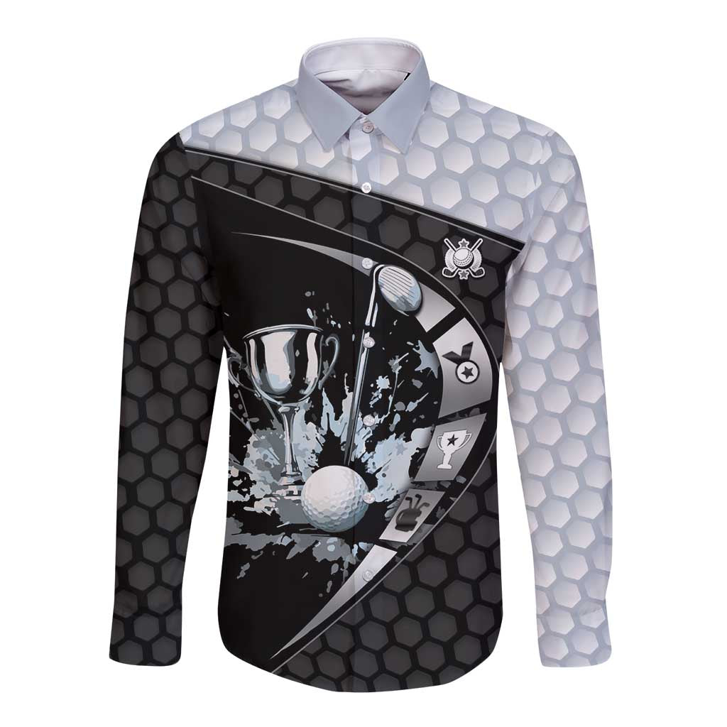 Personalized Golf Long Sleeve Button Shirt The Honeycomb Golfe
