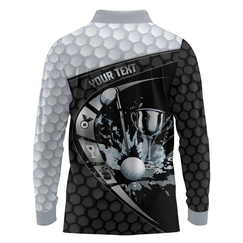 Personalized Golf Long Sleeve Polo Shirt The Honeycomb Golfe