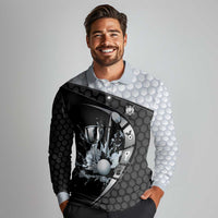 Personalized Golf Long Sleeve Polo Shirt The Honeycomb Golfe