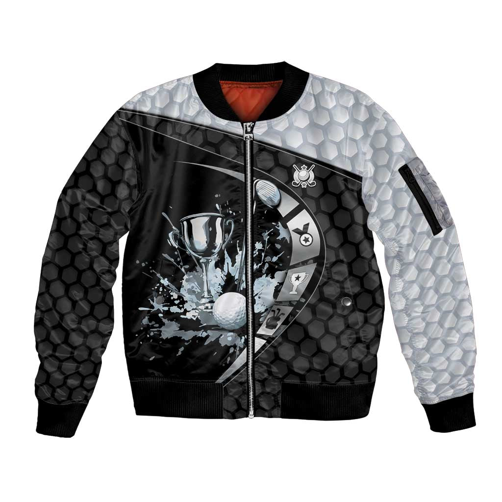 Personalized Golf Sleeve Zip Bomber Jacket The Honeycomb Golfe