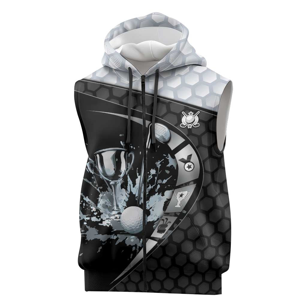 Personalized Golf Sleeveless Zip Hoodie The Honeycomb Golfe