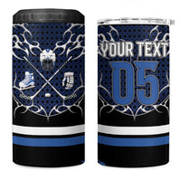 Custom Hockey 4 in 1 Can Cooler Tumbler Tribal Strike