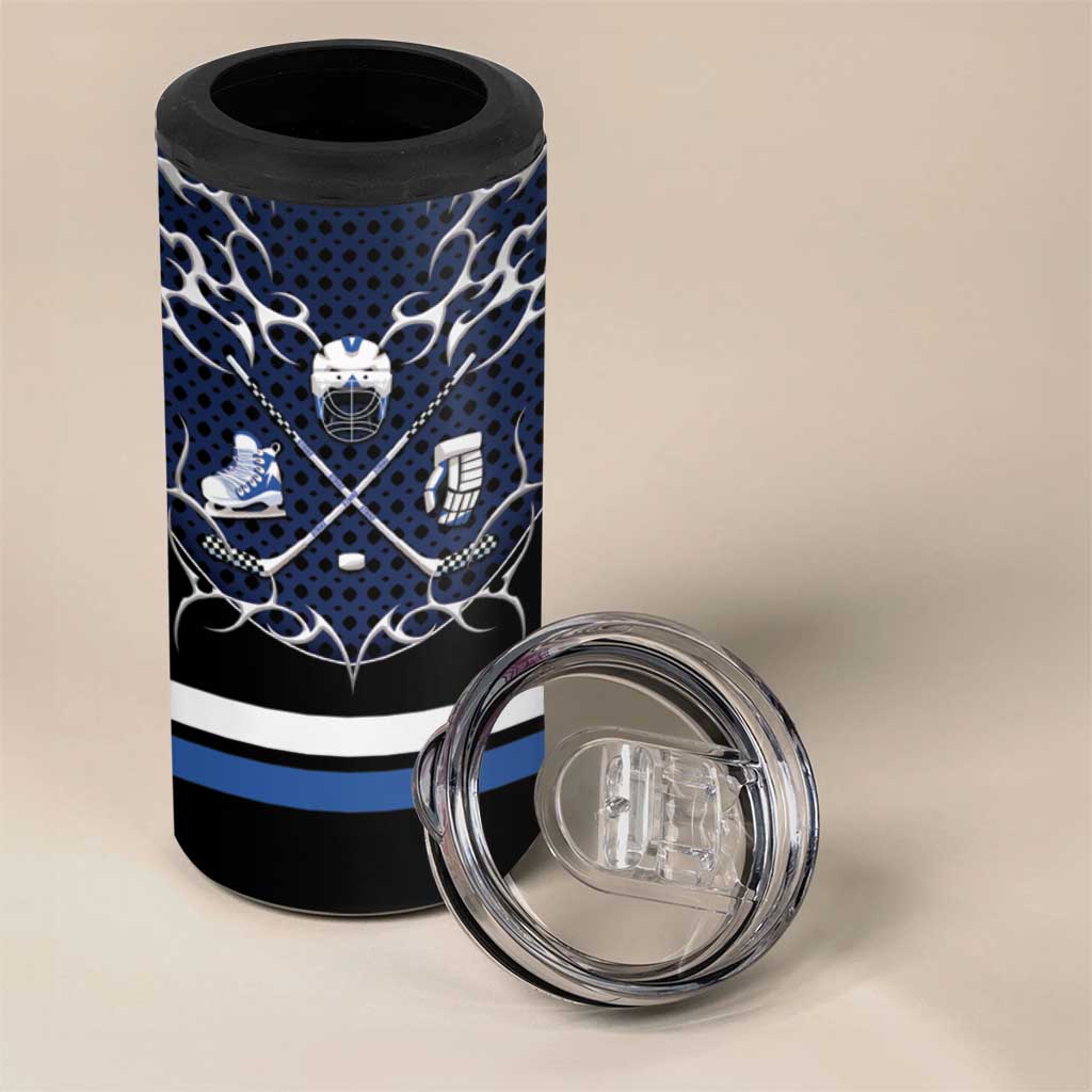 Custom Hockey 4 in 1 Can Cooler Tumbler Tribal Strike