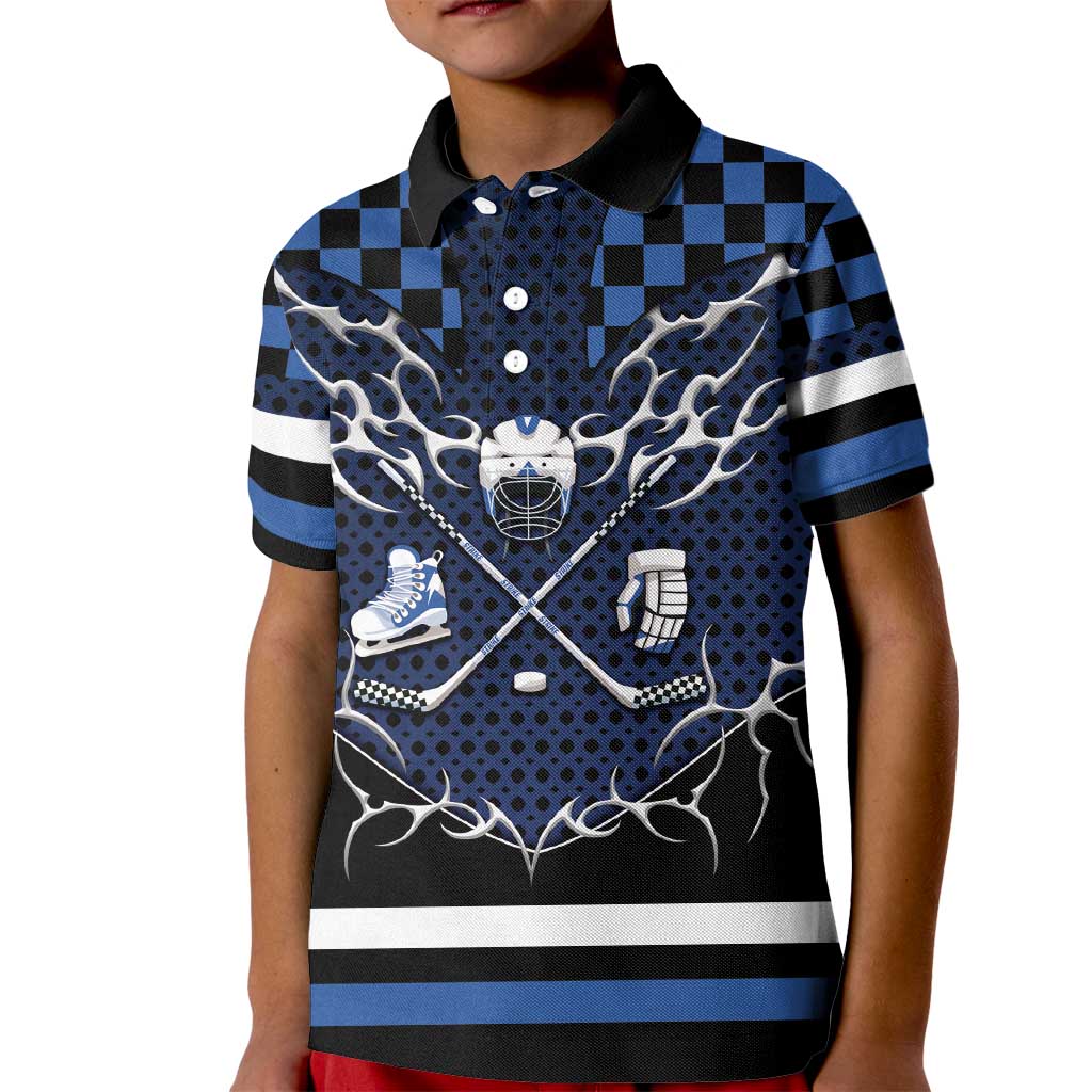 Custom Hockey Kid Polo Shirt Tribal Strike