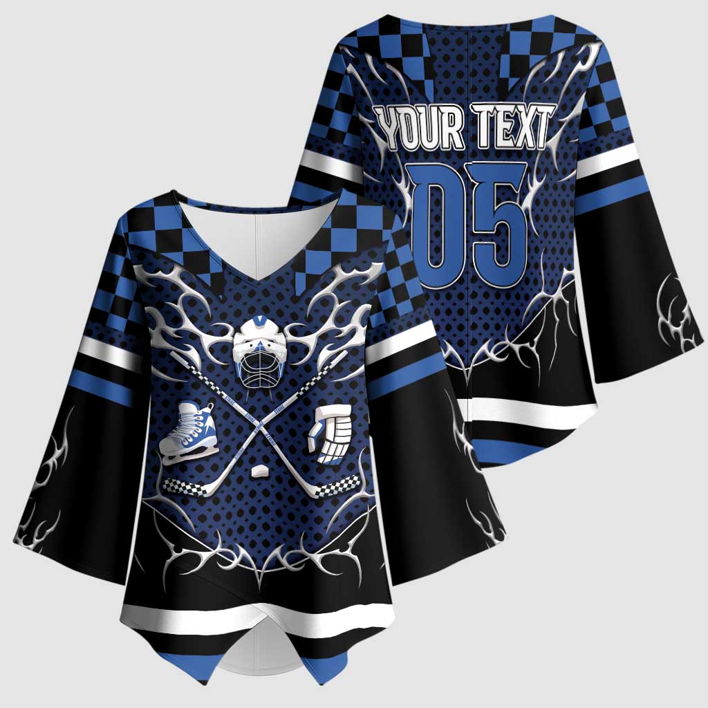 Custom Hockey Kimono Sleeve Blouse Tribal Strike