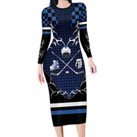 Custom Hockey Long Sleeve Bodycon Dress Tribal Strike