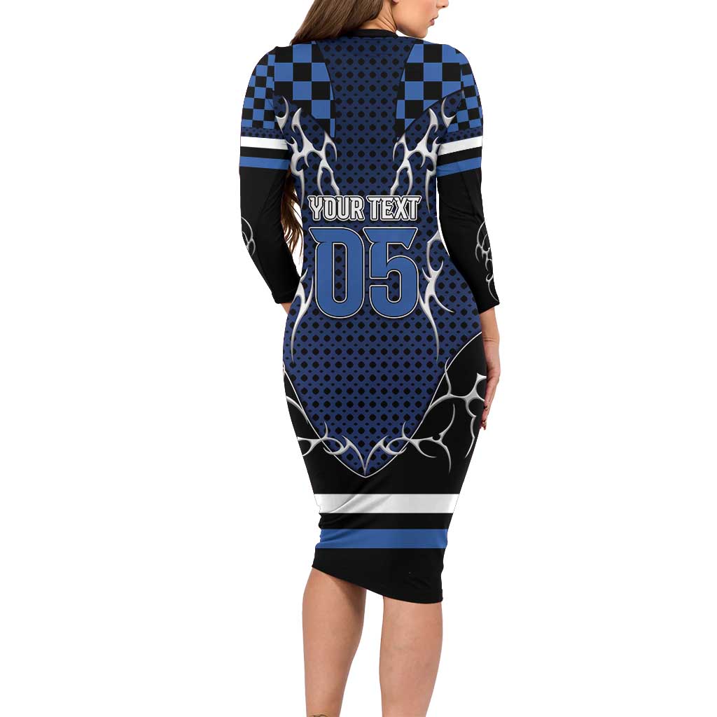 Custom Hockey Long Sleeve Bodycon Dress Tribal Strike