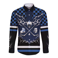Custom Hockey Long Sleeve Button Shirt Tribal Strike