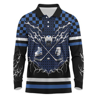 Custom Hockey Long Sleeve Polo Shirt Tribal Strike