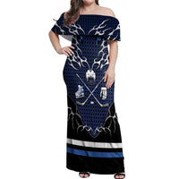 Custom Hockey Off Shoulder Maxi Dress Tribal Strike