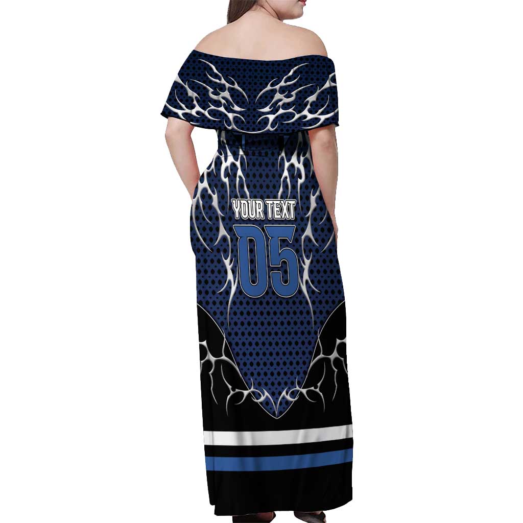 Custom Hockey Off Shoulder Maxi Dress Tribal Strike
