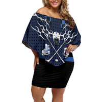 Custom Hockey Off Shoulder Short Dress Tribal Strike