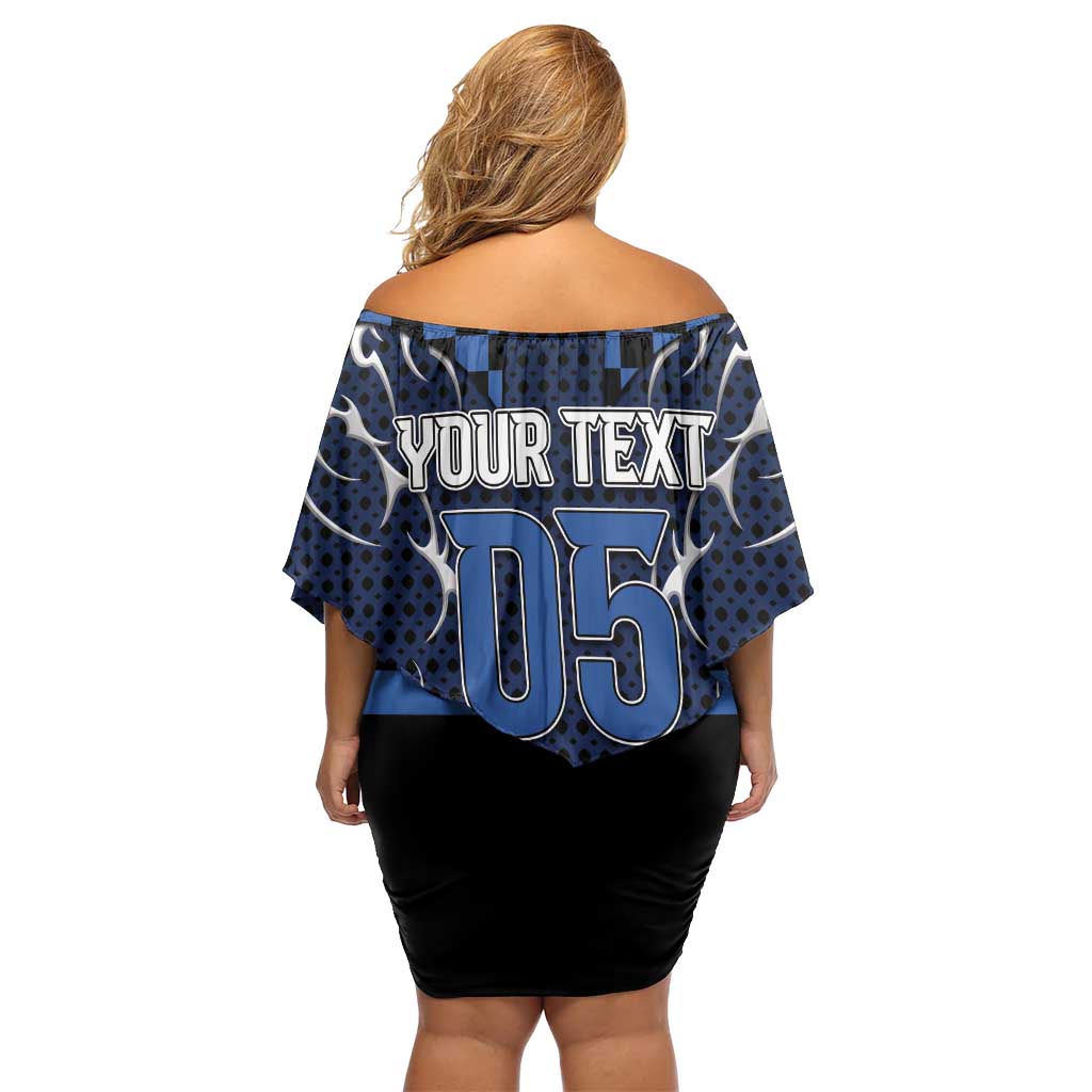 Custom Hockey Off Shoulder Short Dress Tribal Strike