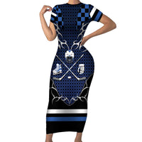 Custom Hockey Short Sleeve Bodycon Dress Tribal Strike