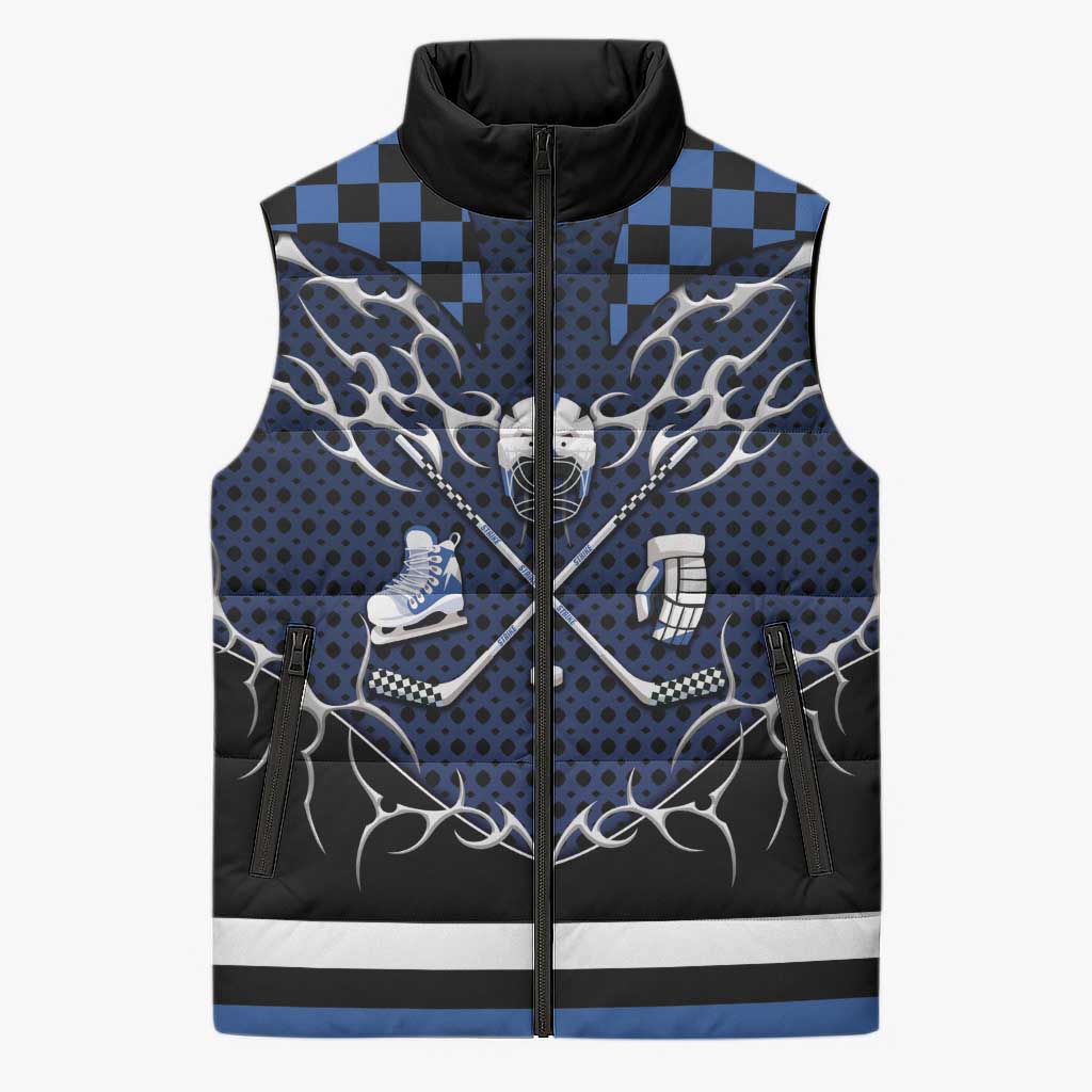 Custom Hockey Sleeveless Puffer Jacket Tribal Strike