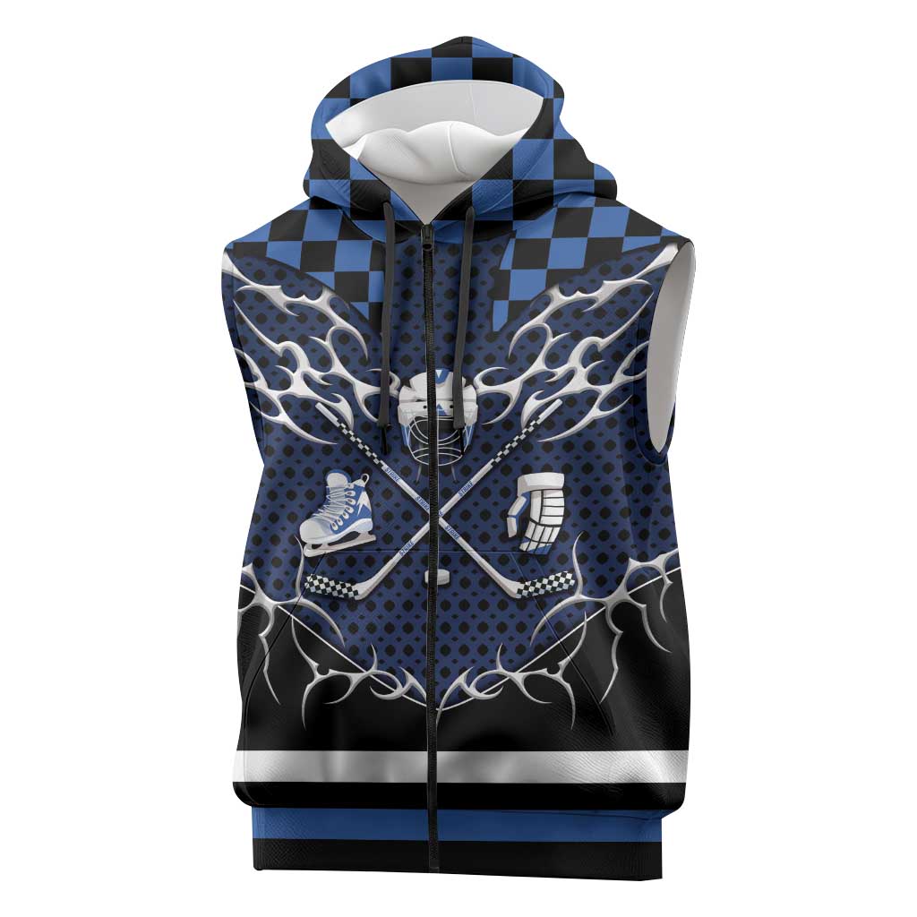 Custom Hockey Sleeveless Zip Hoodie Tribal Strike