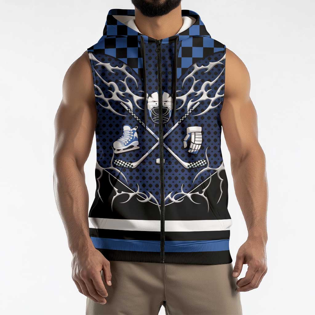 Custom Hockey Sleeveless Zip Hoodie Tribal Strike