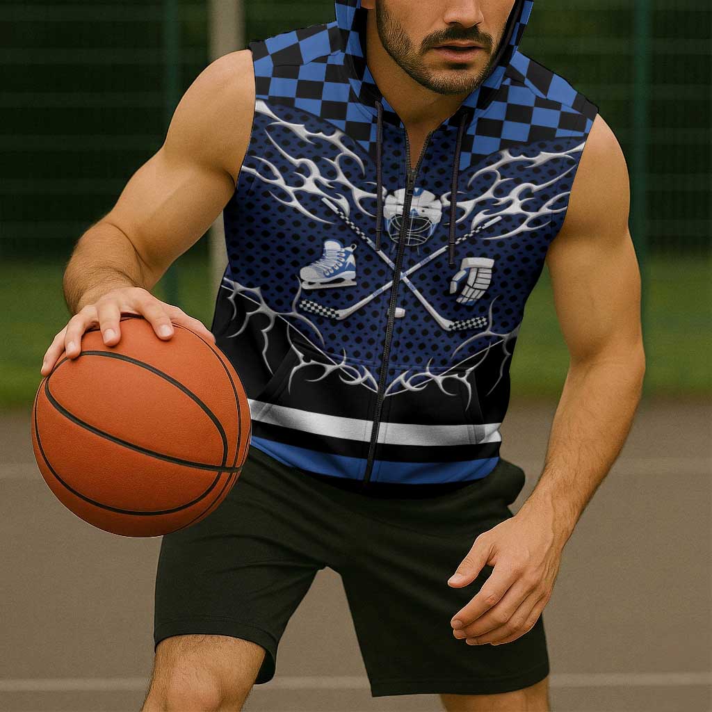 Custom Hockey Sleeveless Zip Hoodie Tribal Strike