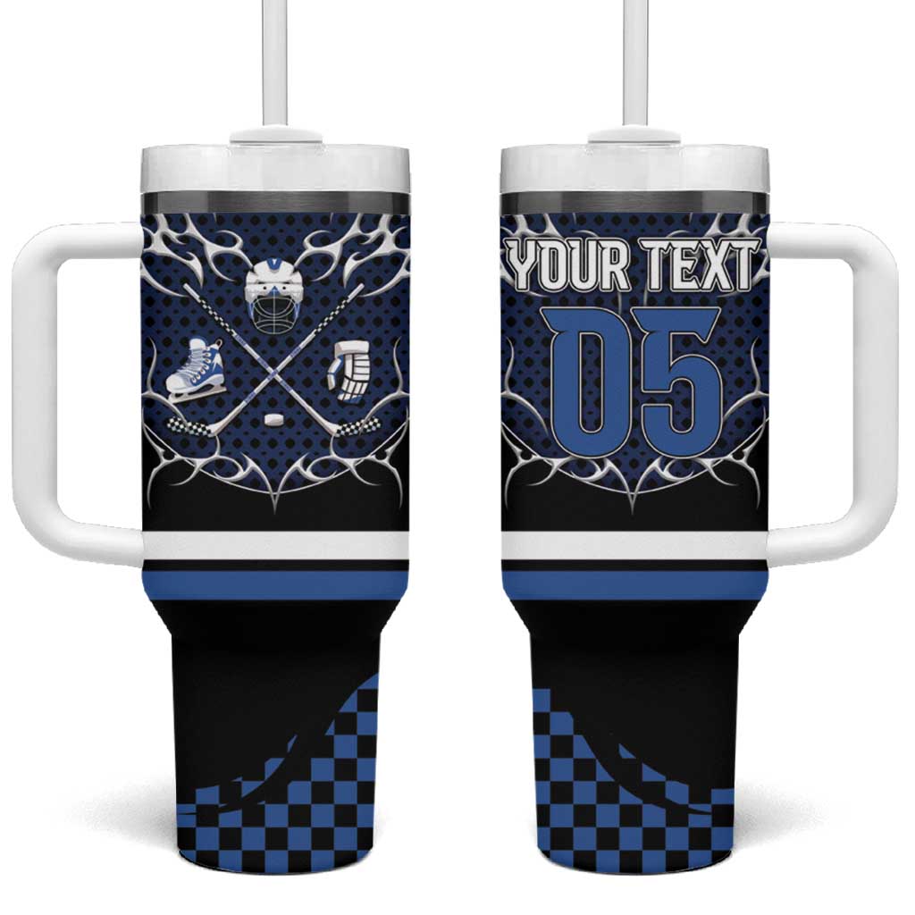 Custom Hockey Tumbler With Handle Tribal Strike