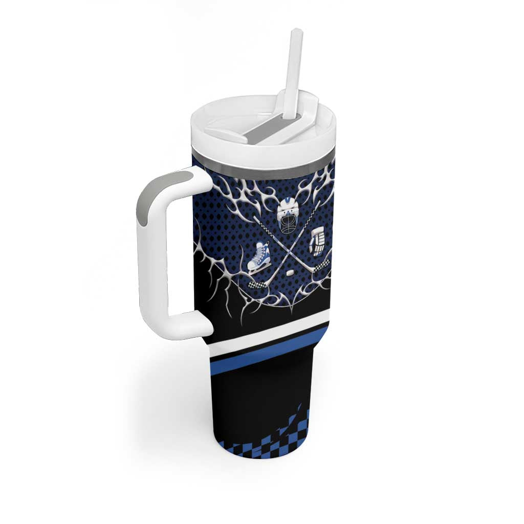 Custom Hockey Tumbler With Handle Tribal Strike