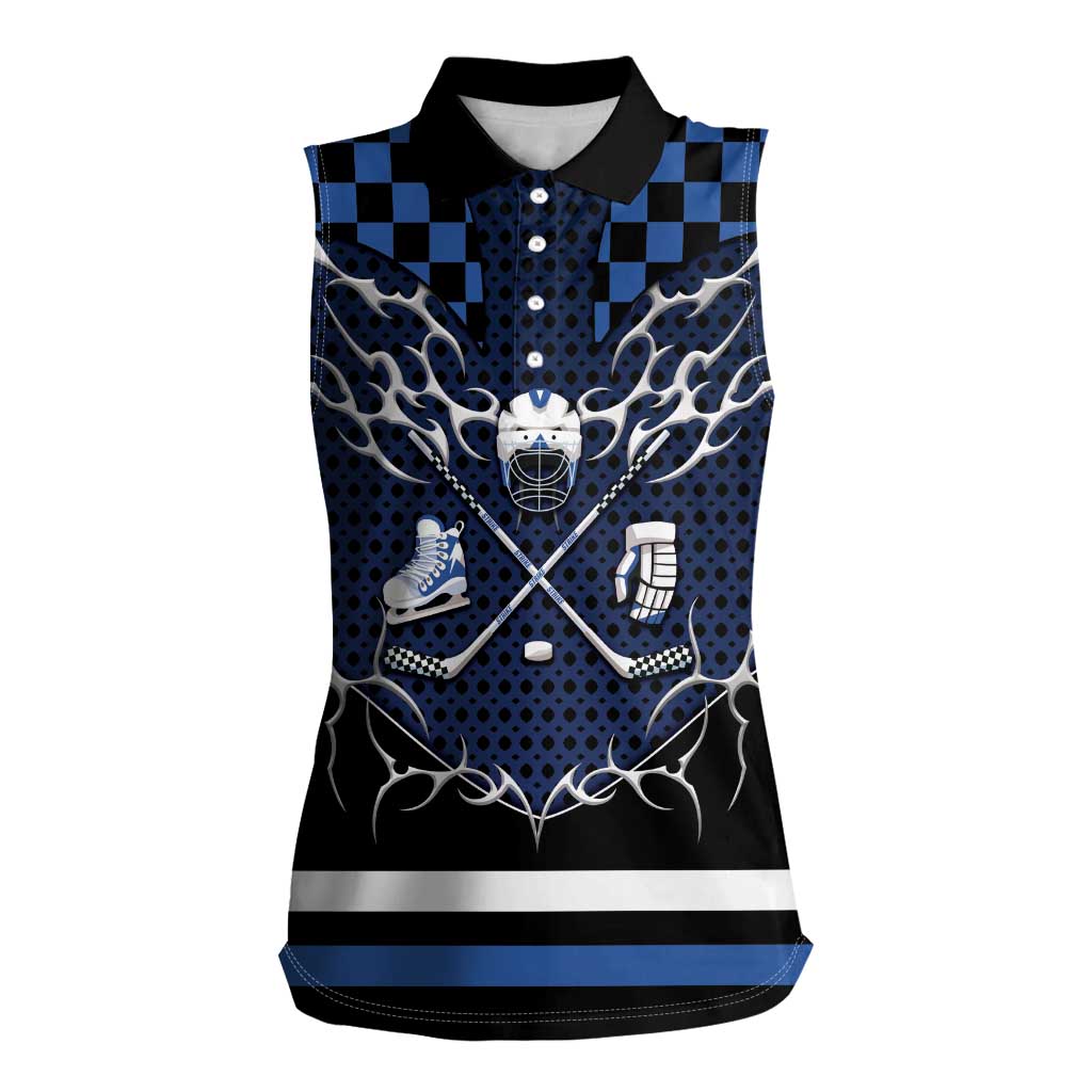 Custom Hockey Women Sleeveless Polo Shirt Tribal Strike