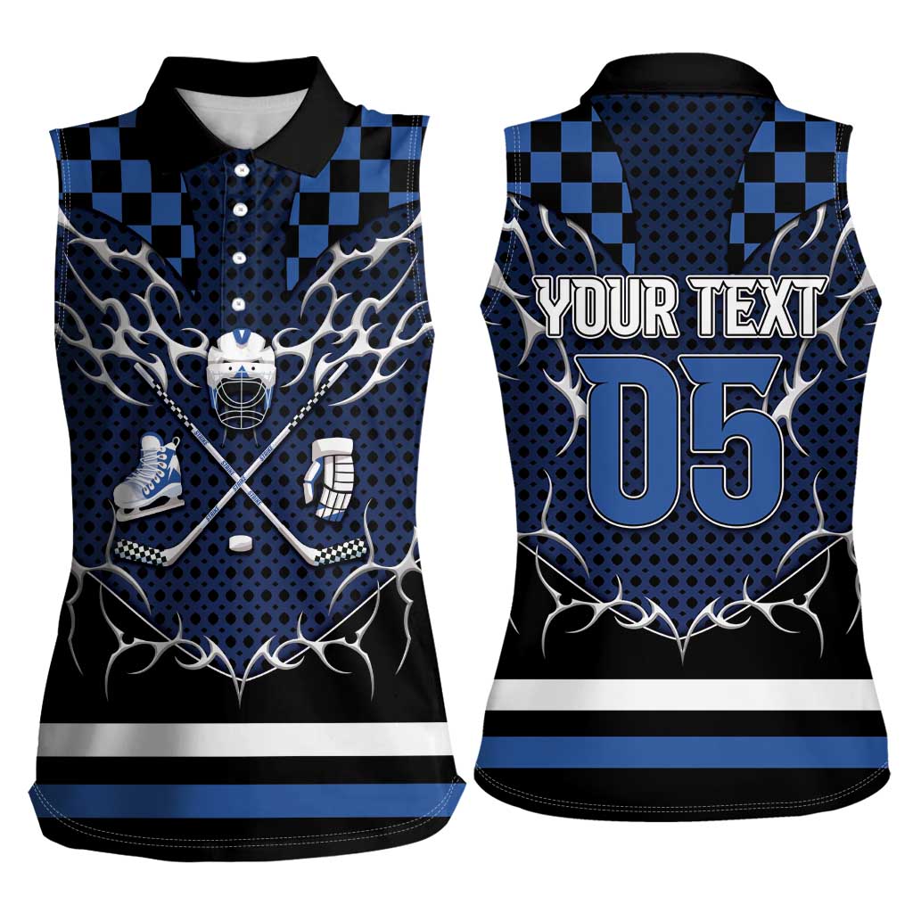 Custom Hockey Women Sleeveless Polo Shirt Tribal Strike