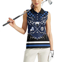 Custom Hockey Women Sleeveless Polo Shirt Tribal Strike