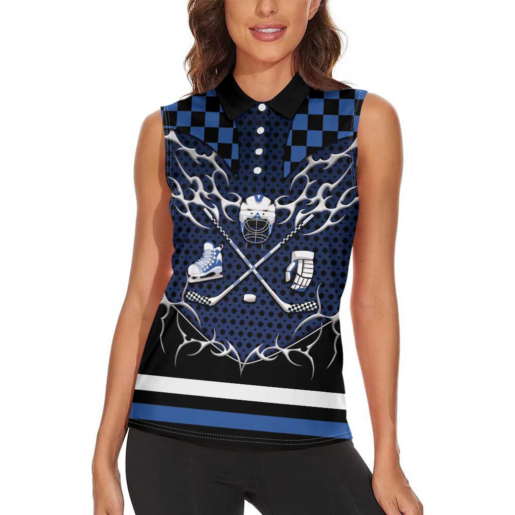 Custom Hockey Women Sleeveless Polo Shirt Tribal Strike