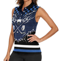 Custom Hockey Women Sleeveless Polo Shirt Tribal Strike