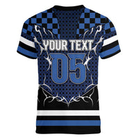 Custom Hockey Women V-Neck T-Shirt Tribal Strike