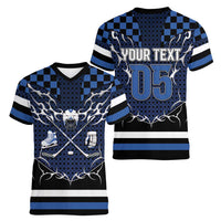 Custom Hockey Women V-Neck T-Shirt Tribal Strike