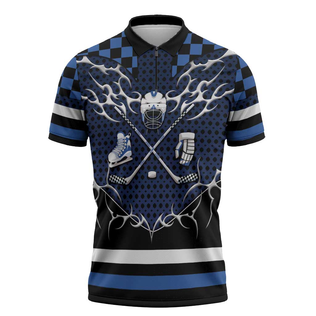 Custom Hockey Zipper Polo Shirt Tribal Strike
