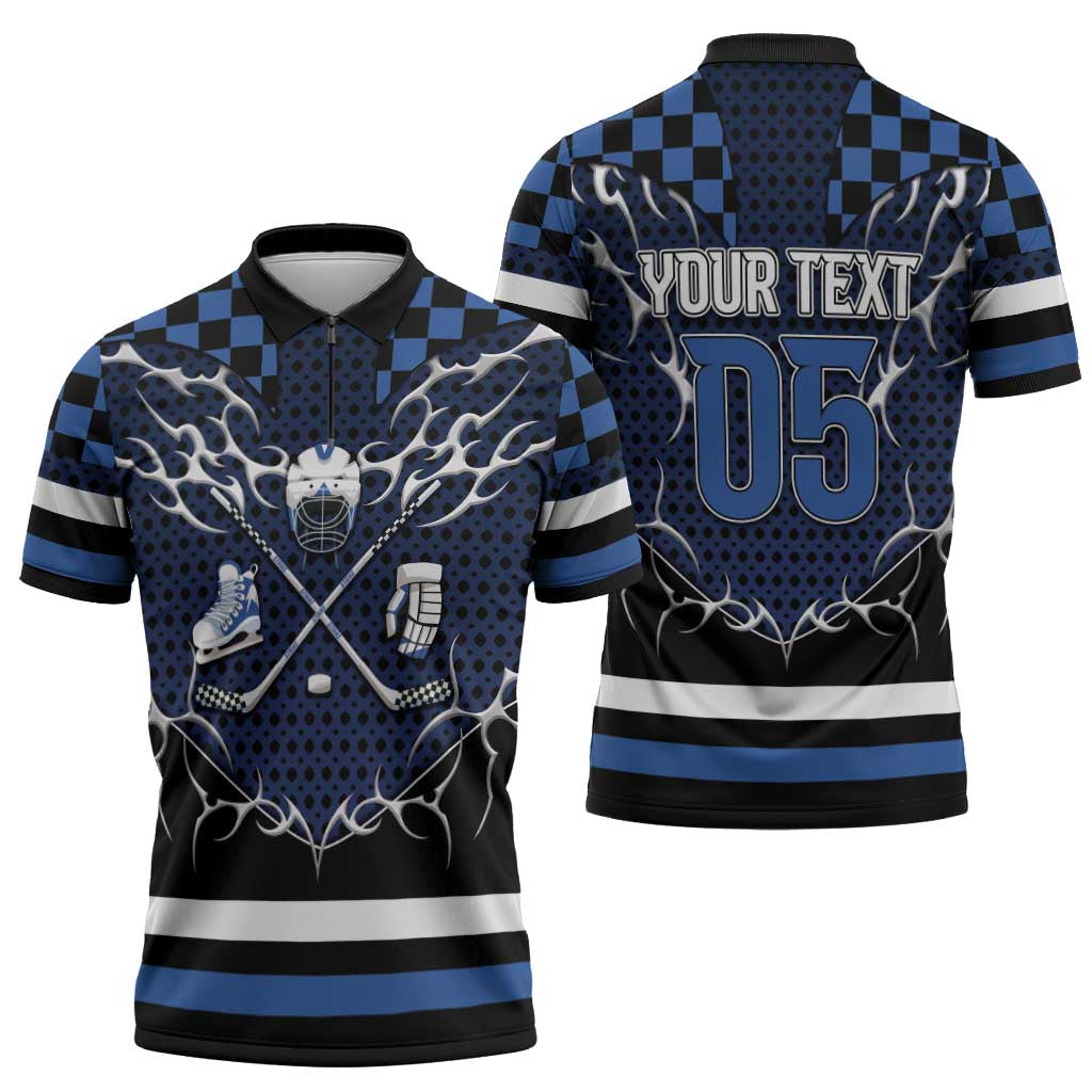 Custom Hockey Zipper Polo Shirt Tribal Strike