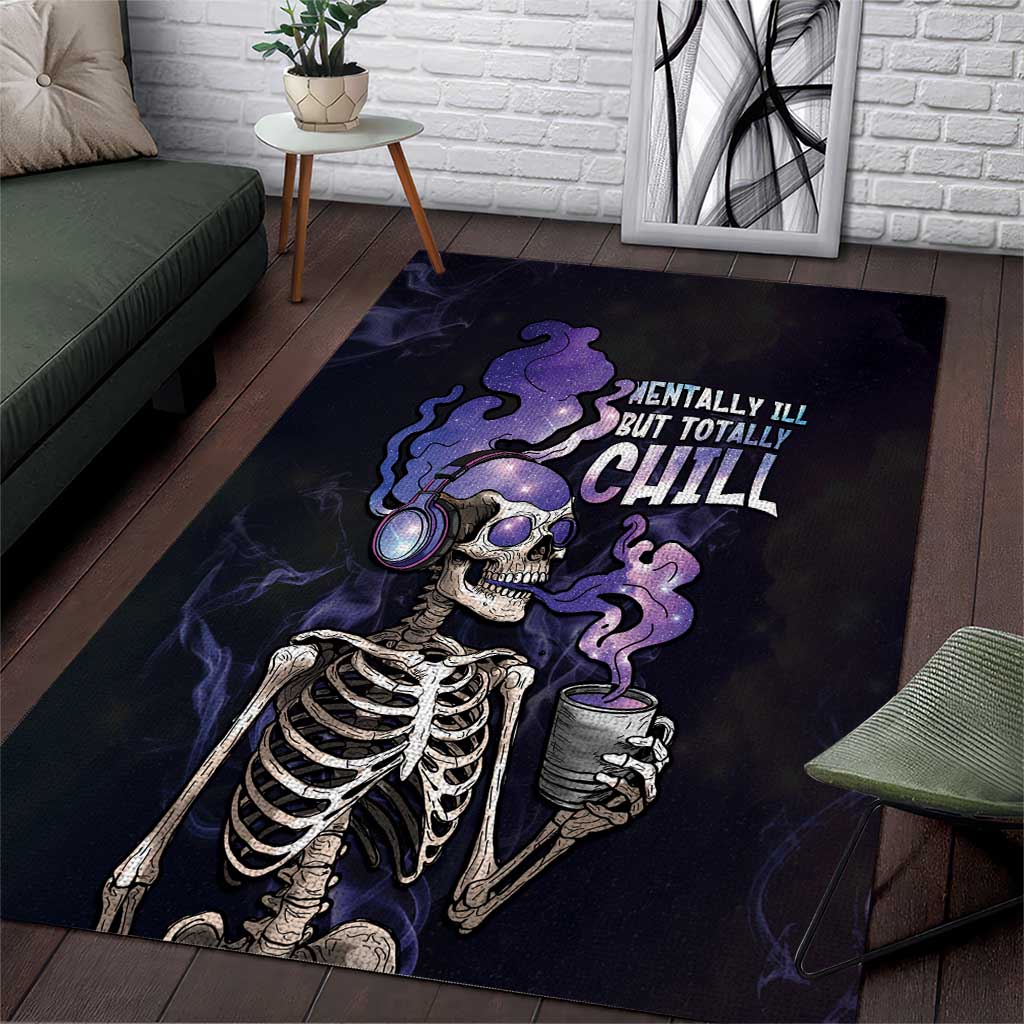 Skull Area Rug Mentally Ill But Totally Chill