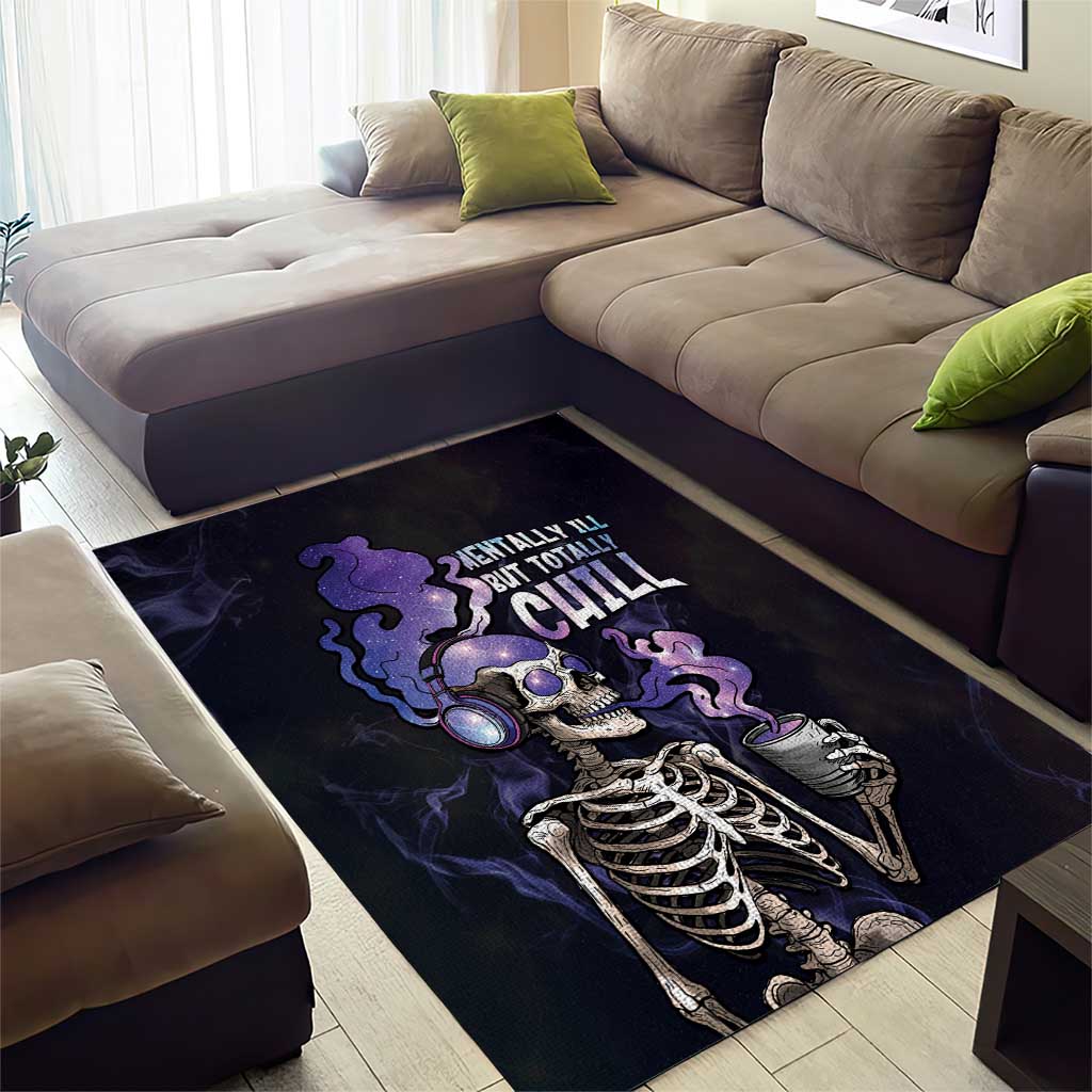 Skull Area Rug Mentally Ill But Totally Chill