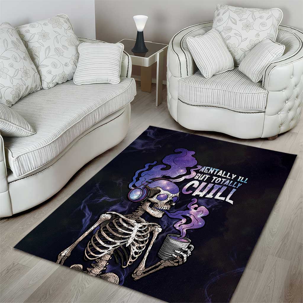Skull Area Rug Mentally Ill But Totally Chill