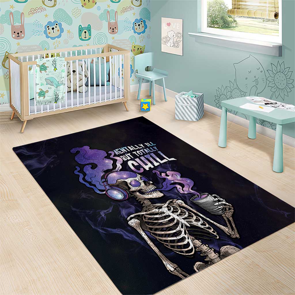 Skull Area Rug Mentally Ill But Totally Chill