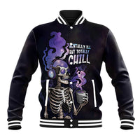 Skull Baseball Jacket Mentally Ill But Totally Chill