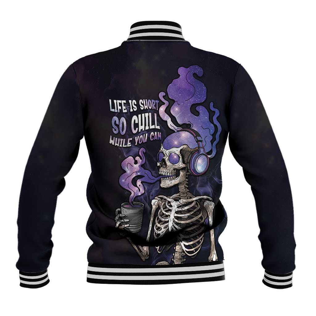 Skull Baseball Jacket Mentally Ill But Totally Chill